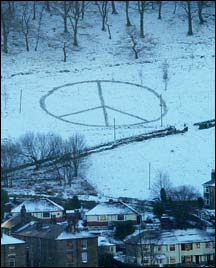 Snow peace sign