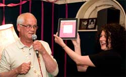 Programme Launch- Mayor of Hebden Royd Town Council, Cllr Robin Dixon, uses an iPad to launch the Festival's website