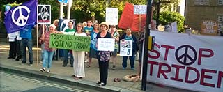 Demonstrators opposed to Trident nuclear missiles