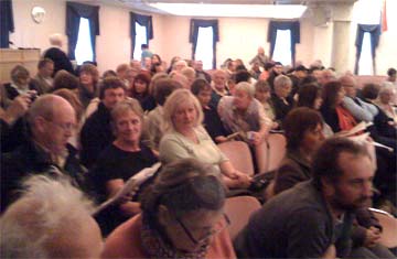 Crowded hall at development meeting