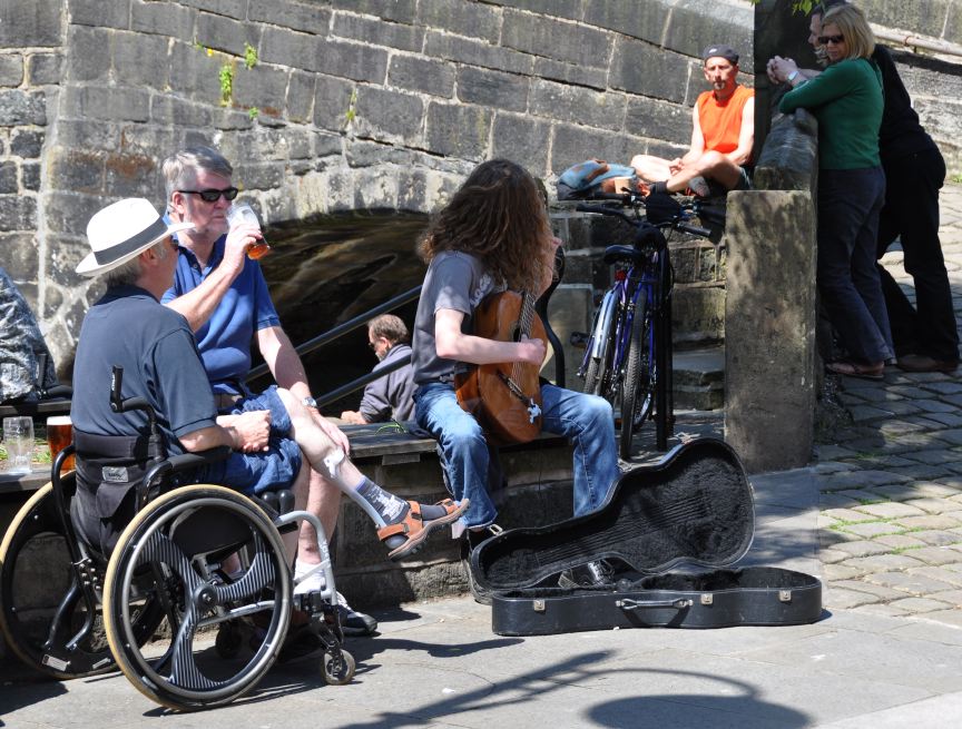 Busking by the bridge